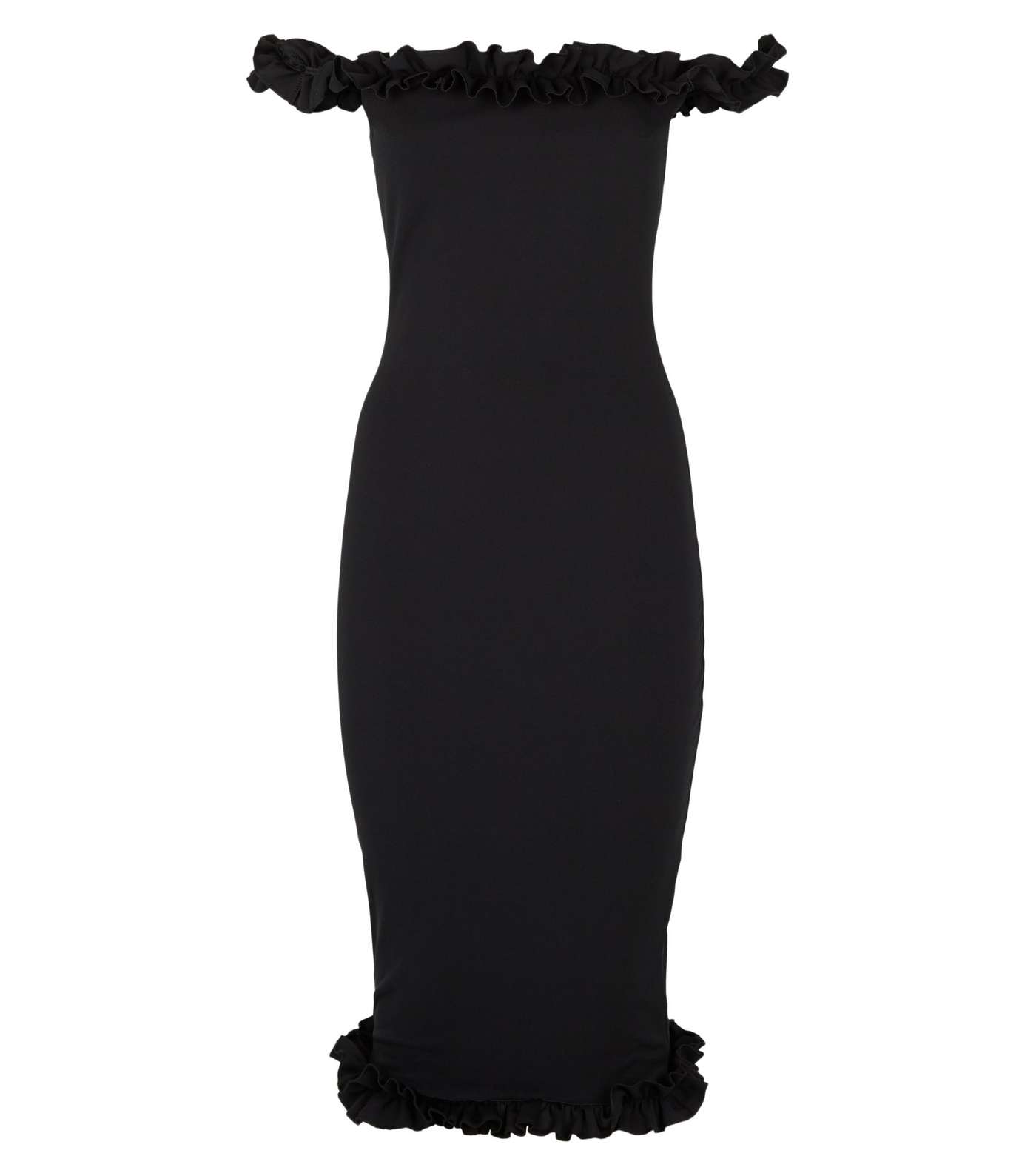 Missfiga Black Ruffle Bardot Midi Dress Image 4