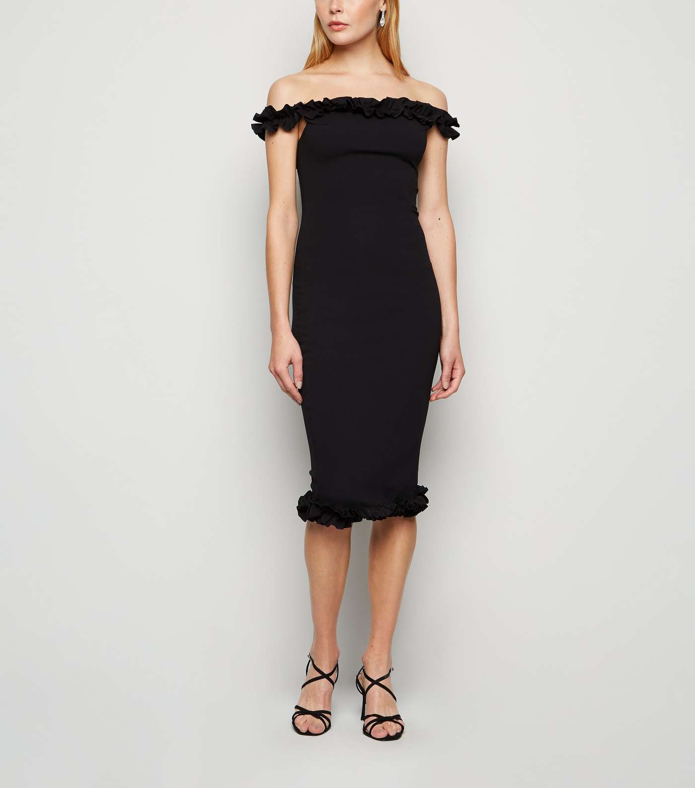 Missfiga Black Ruffle Bardot Midi Dress Image 2