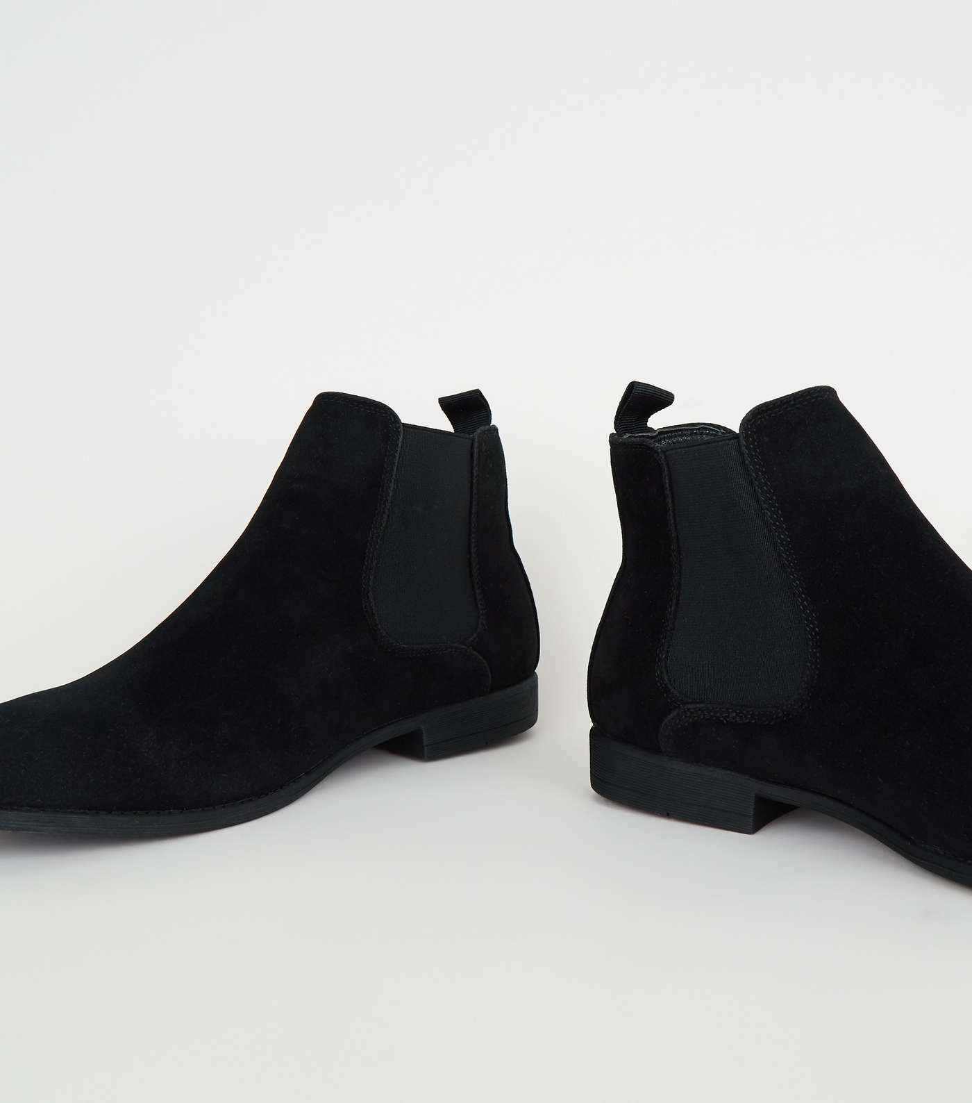 Black Suedette Elasticated Side Chelsea Boots Image 3