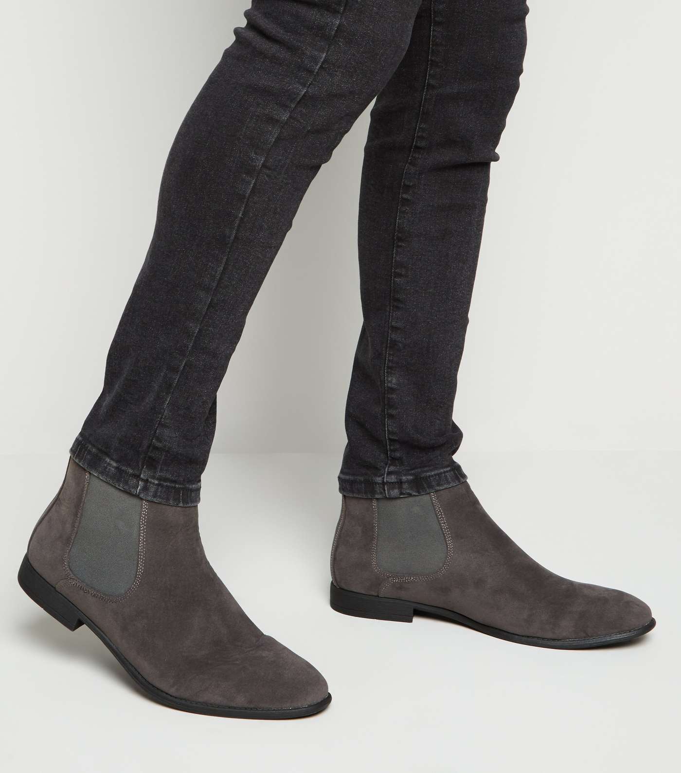 Dark Grey Suedette Chelsea Boots Image 2