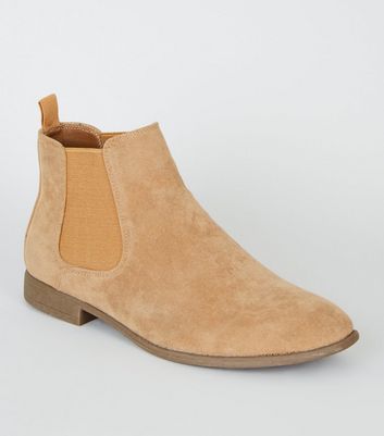 Image of Stone Suedette Chelsea Boots New Look Vegan