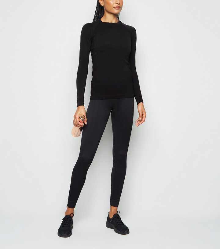 Black Long Sleeve Seamless Sports Top