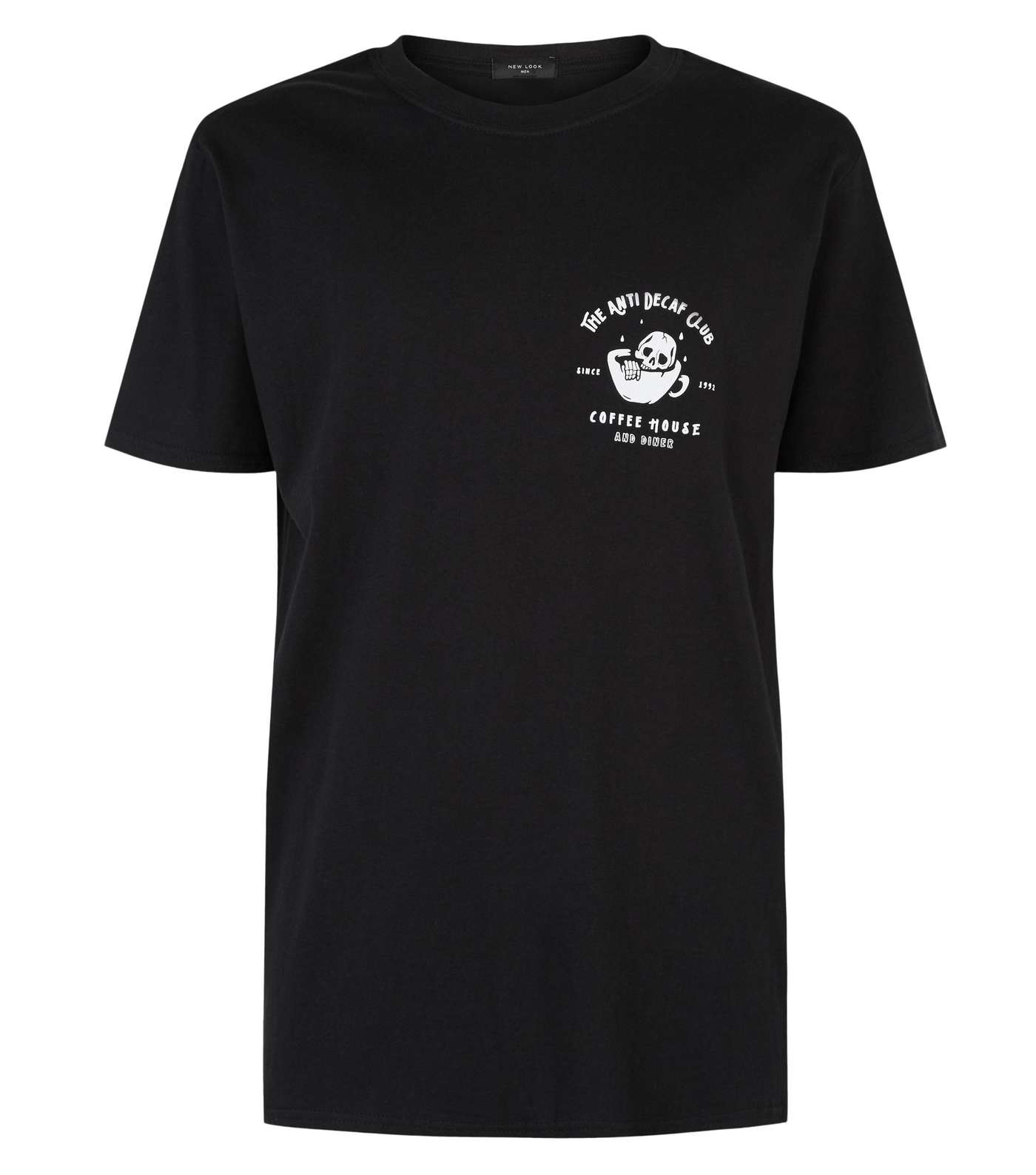 Black Anti Decaf Club Slogan Oversized T-Shirt Image 4