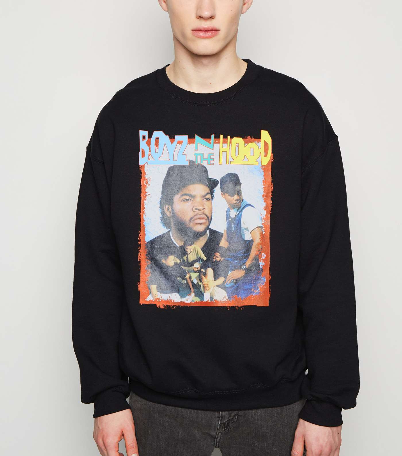 Black Photo Print Boyz N The Hood Slogan Sweatshirt