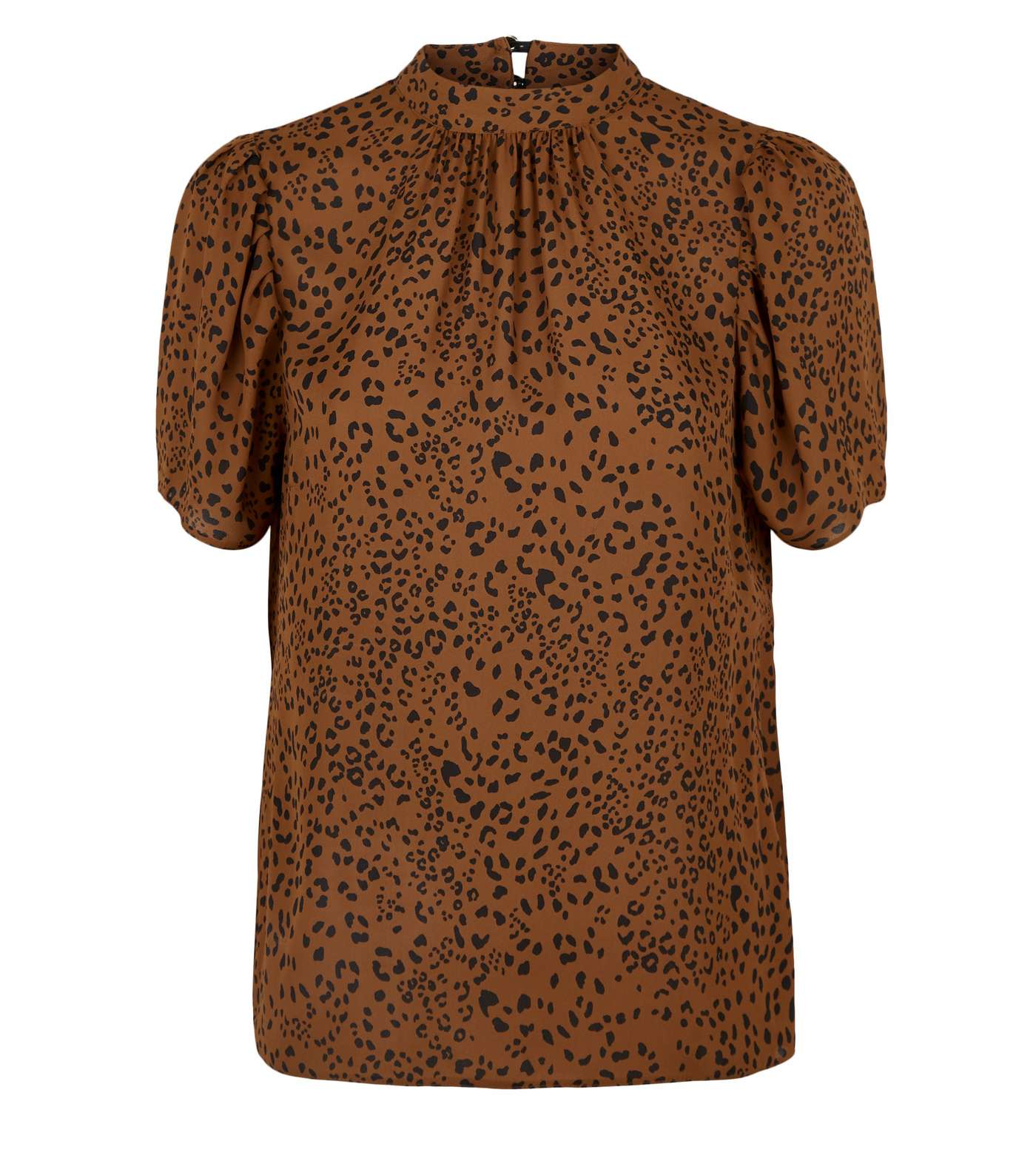 Brown Leopard Print Puff Sleeve Blouse Image 4