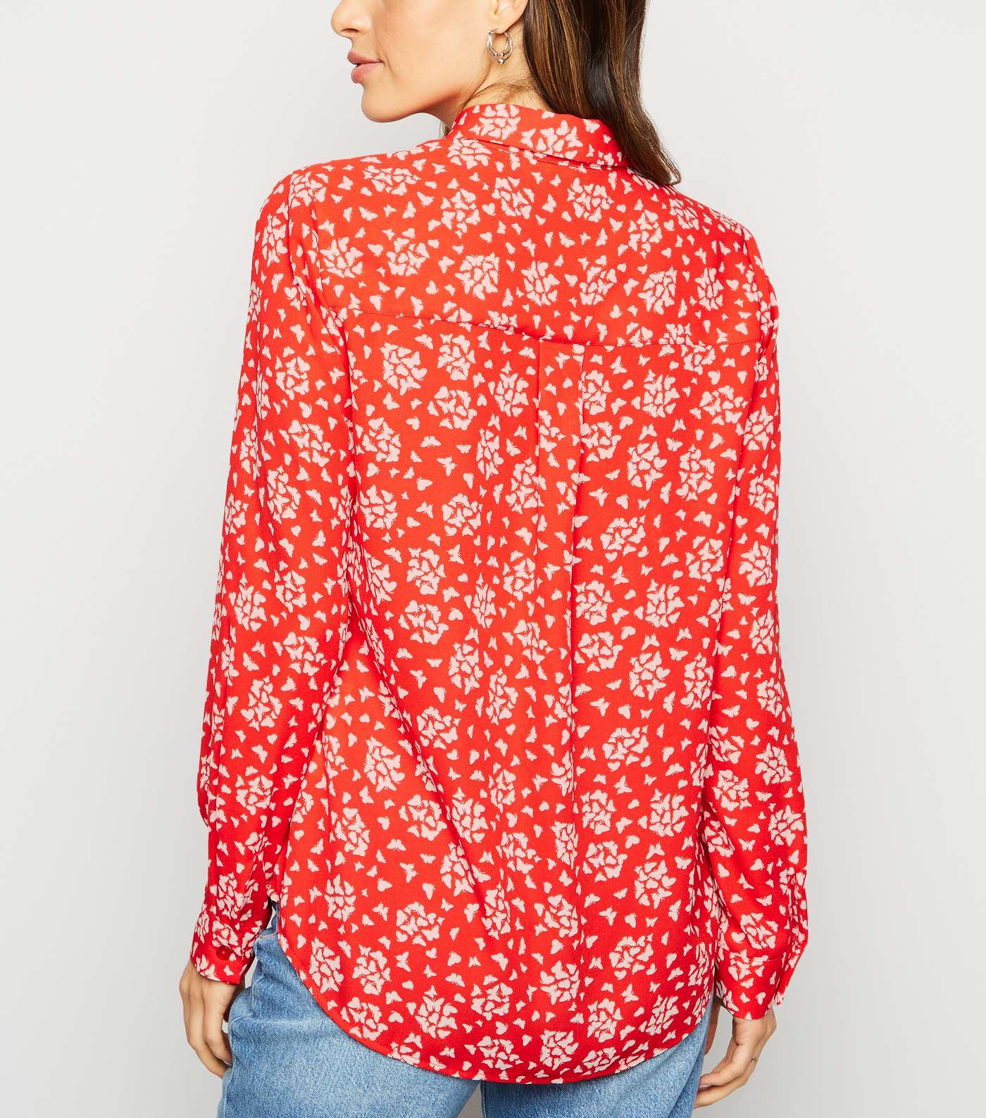 Red Butterfly Print Long Sleeve Shirt  Image 3