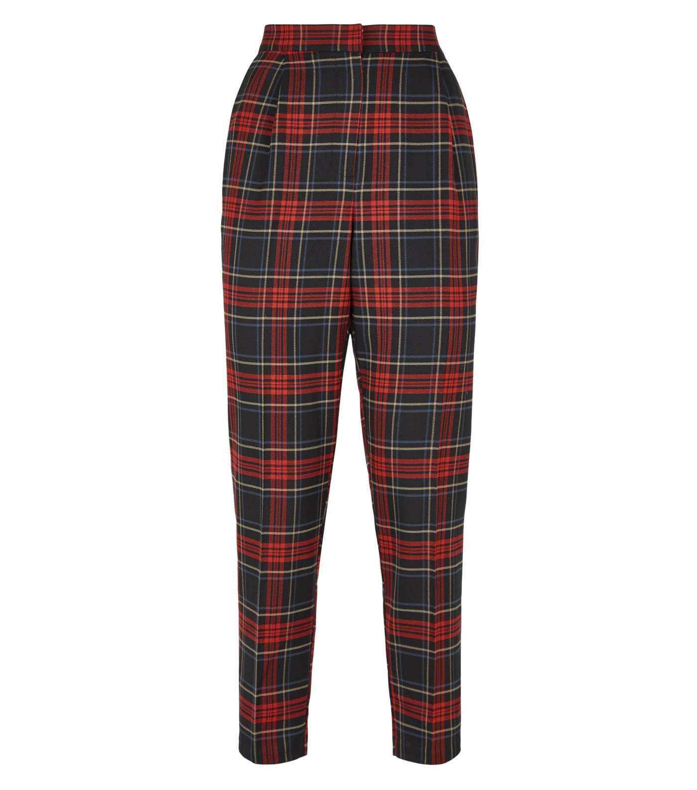 Red Check Tapered Trousers Image 4
