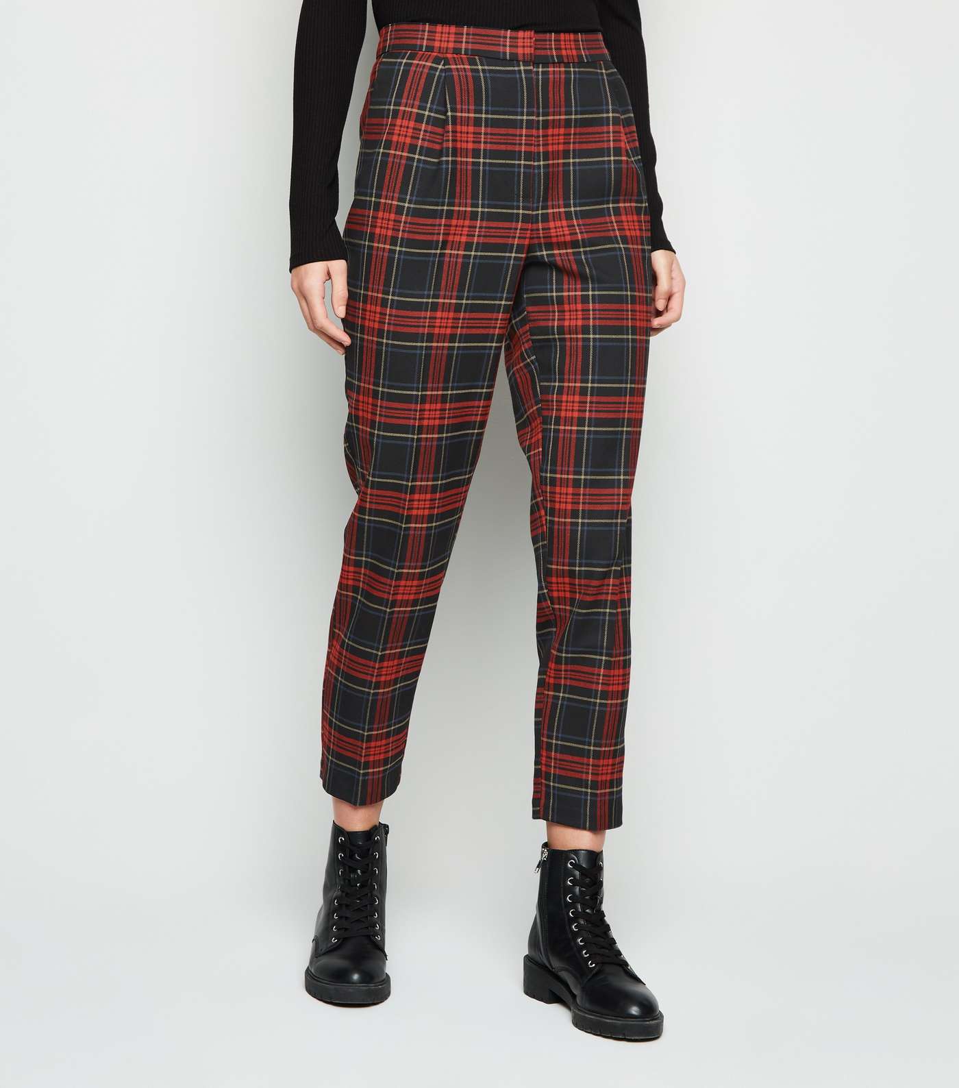 Red Check Tapered Trousers Image 2