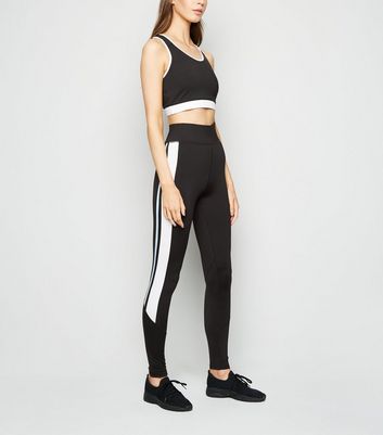 Pale Blue Colour Block Sports Leggings 