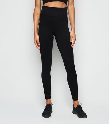 Black Textured Seamless Sports Leggings 