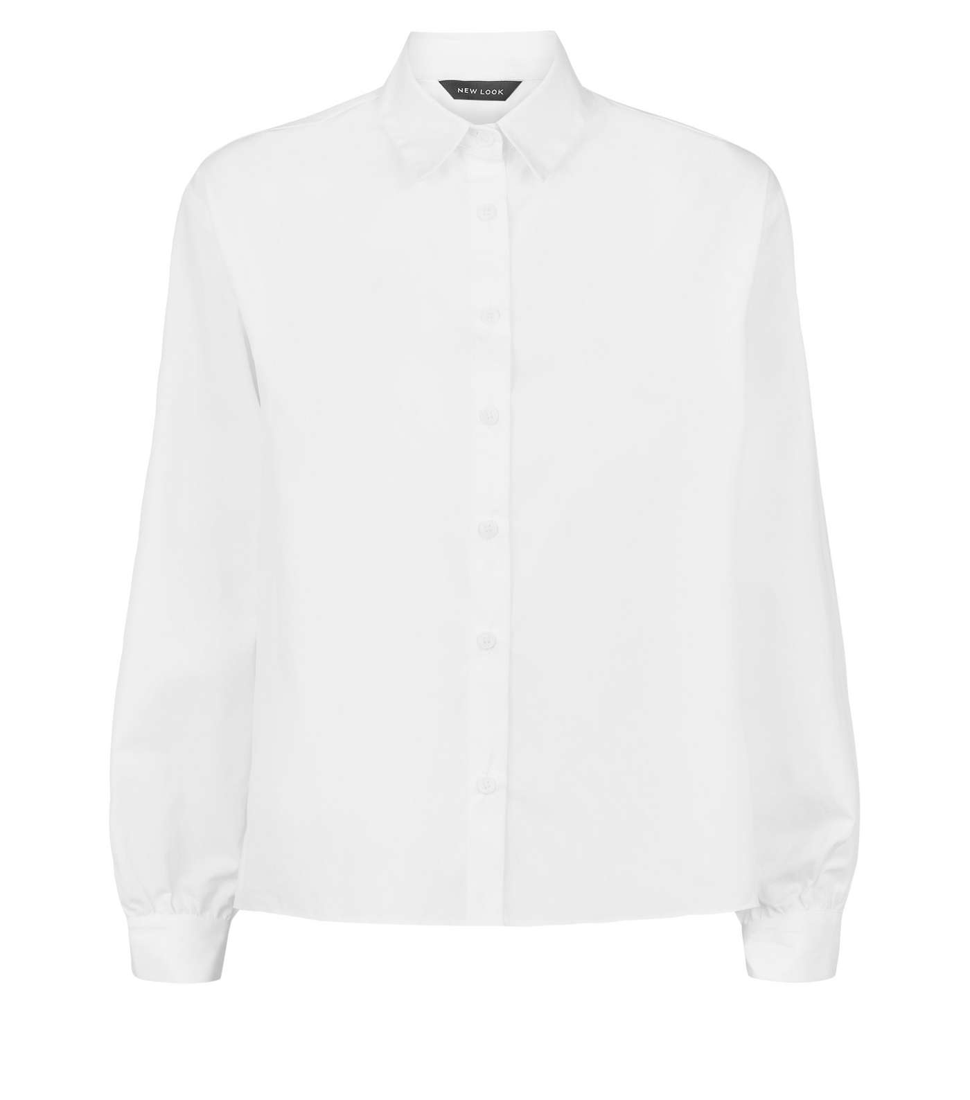 White Long Sleeve Dip Hem Poplin Shirt Image 4