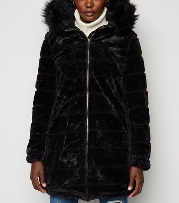 QED Black Faux Fur Reversible Parka 