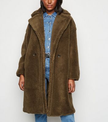 Double Breasted Longline Teddy Coat 