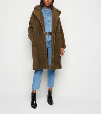 new look blue teddy coat