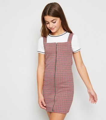 girls check pinafore