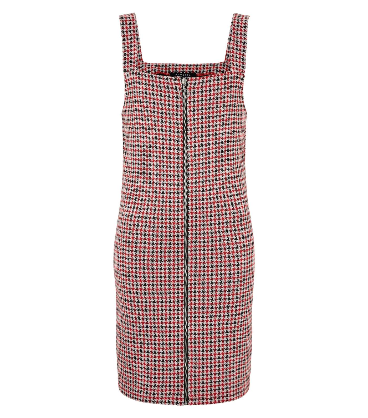 Girls Red Dogtooth Check Pinafore Dress Image 4