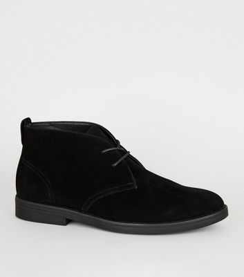 Image of Black Suedette Lace Up Desert Boots New Look Vegan