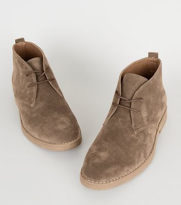 Image of Tan Suedette Lace Up Desert Boots New Look Vegan