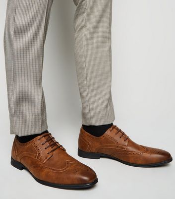 Image of Dark Brown Leather-Look Brogues New Look