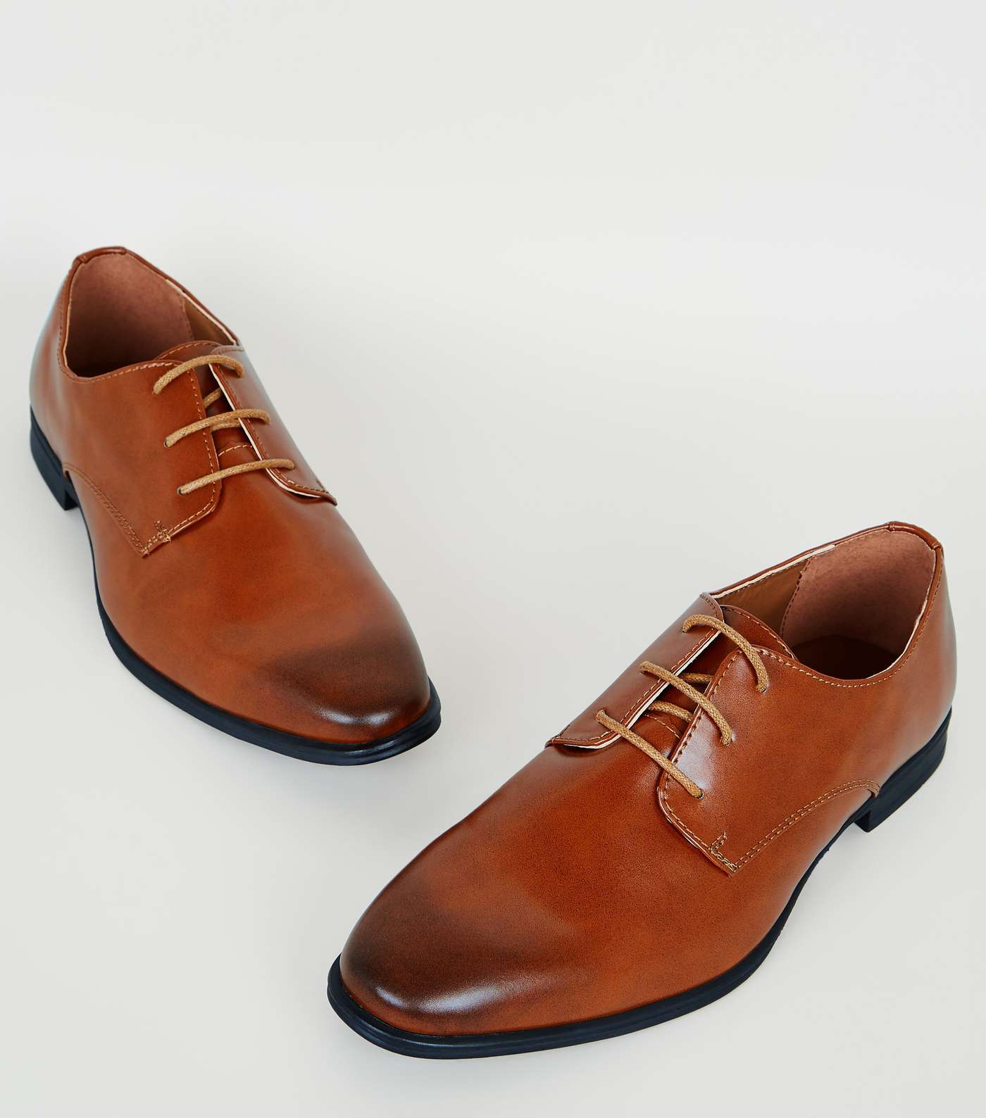 Light Brown Leather-Look Side Seam Formal Shoes Image 3