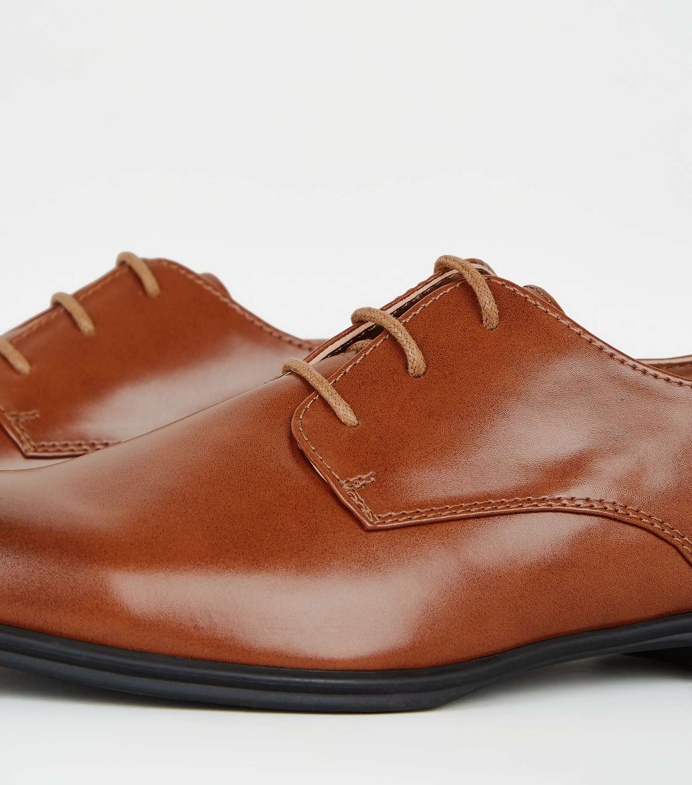 Light Brown Leather-Look Side Seam Formal Shoes Image 4