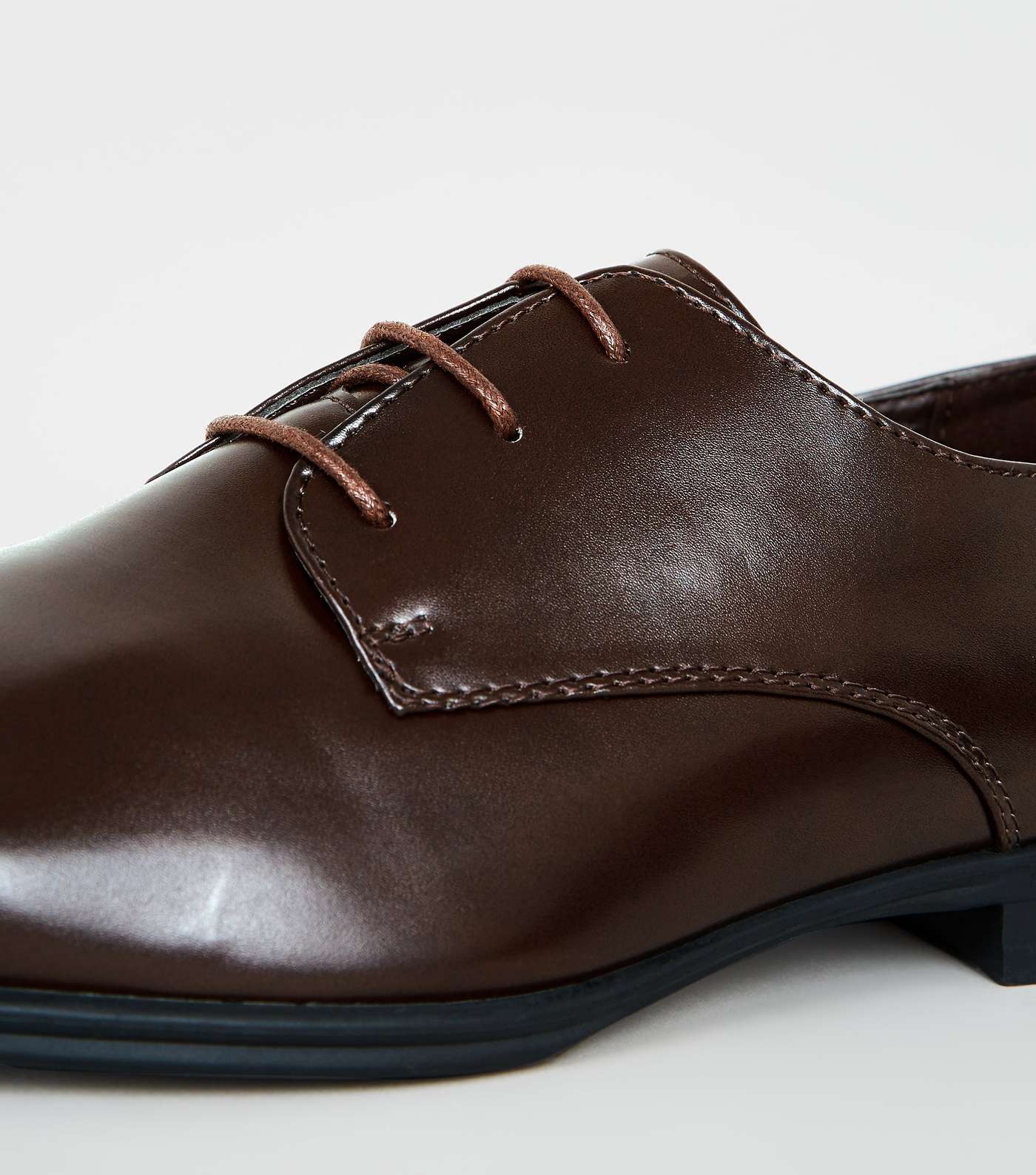 Dark Brown Leather-Look Side Seam Formal Shoes Image 4