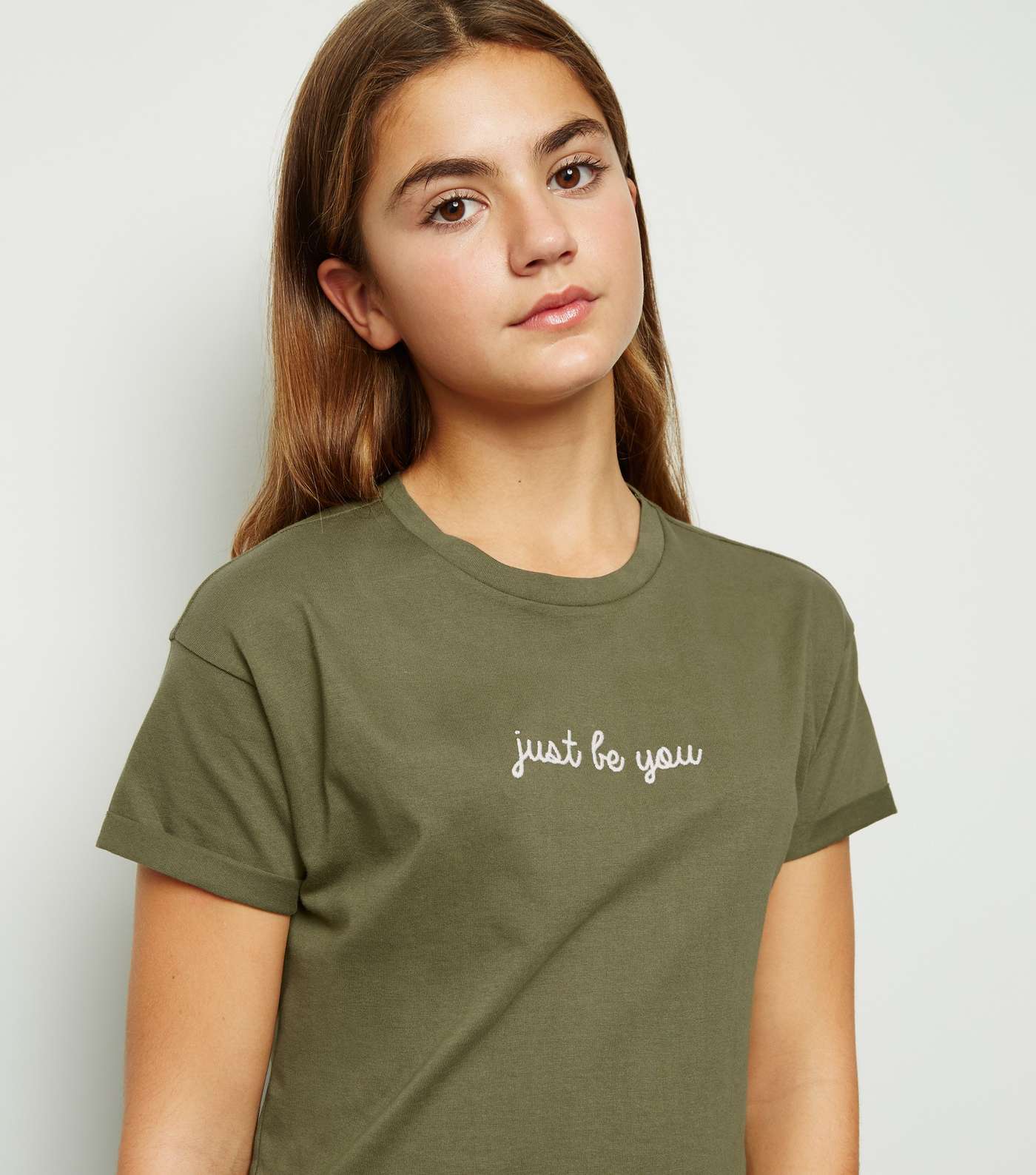 Girls Khaki Just Be You Slogan T-Shirt Image 5