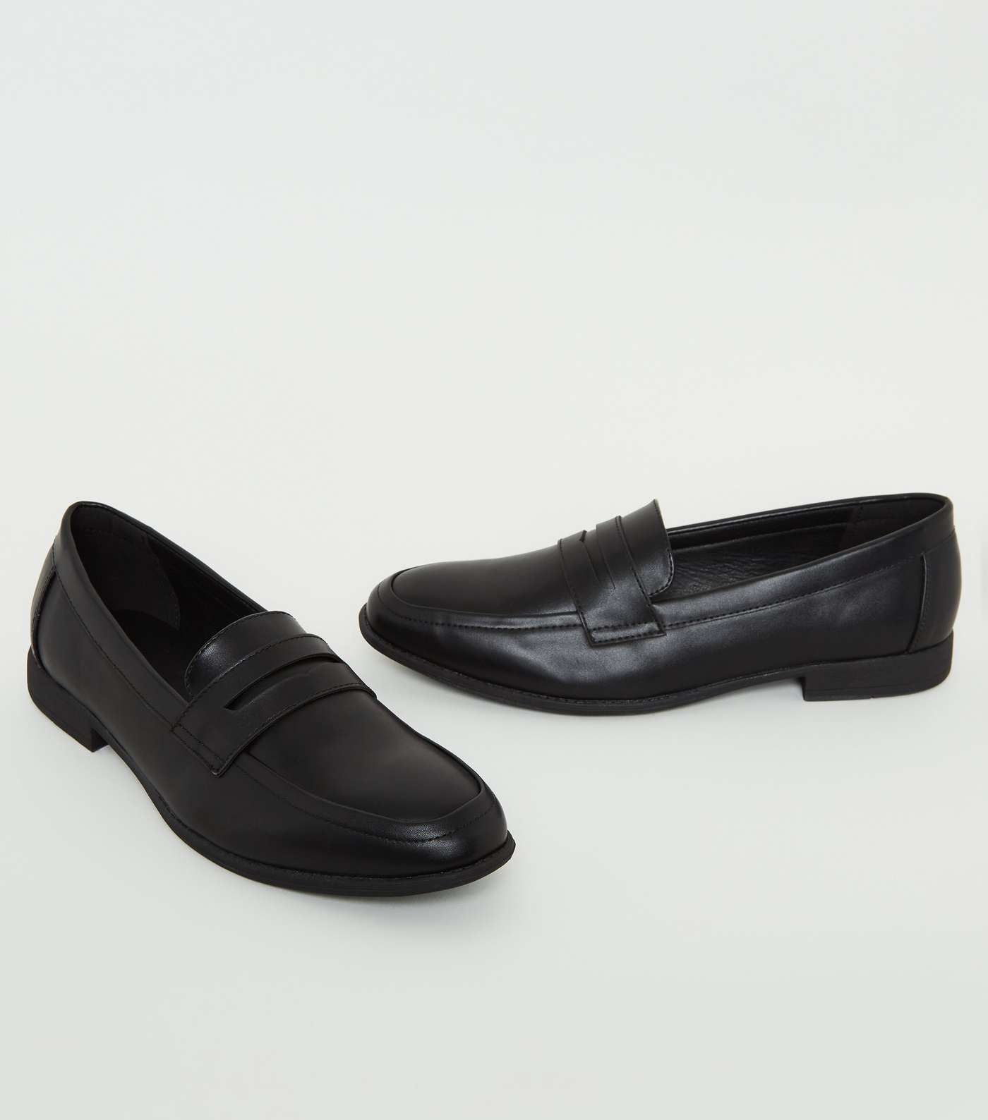 Black Leather-Look Penny Loafers Image 3