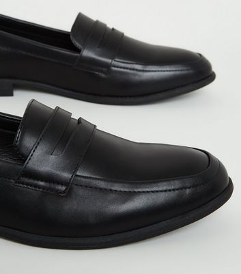 Black Leather-Look Penny Loafers | New Look