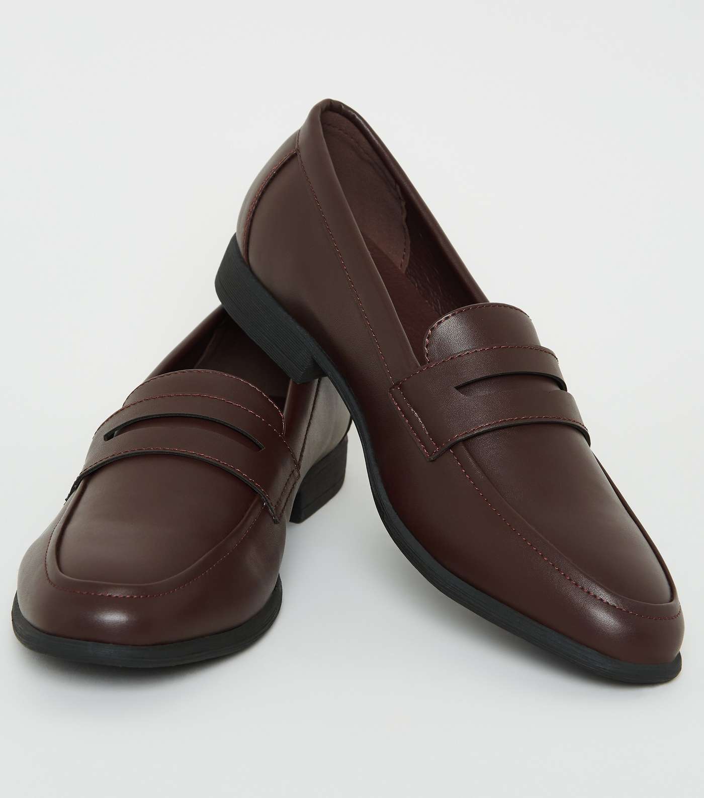 Dark Brown Leather-Look Penny Loafers Image 3