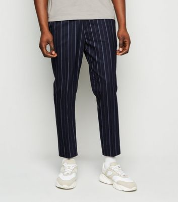 Navy Stripe Elasticated Waist Trousers 