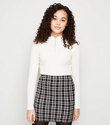 Black and white clearance check skirt new look