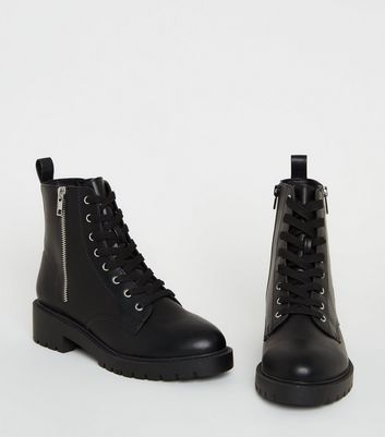 new look black zip boots