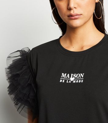 T shirt discount en tulle noir