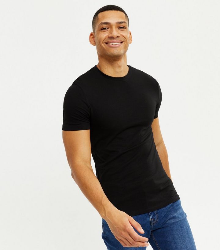 social Oh køkken Black Muscle Fit Cotton T-Shirt | New Look