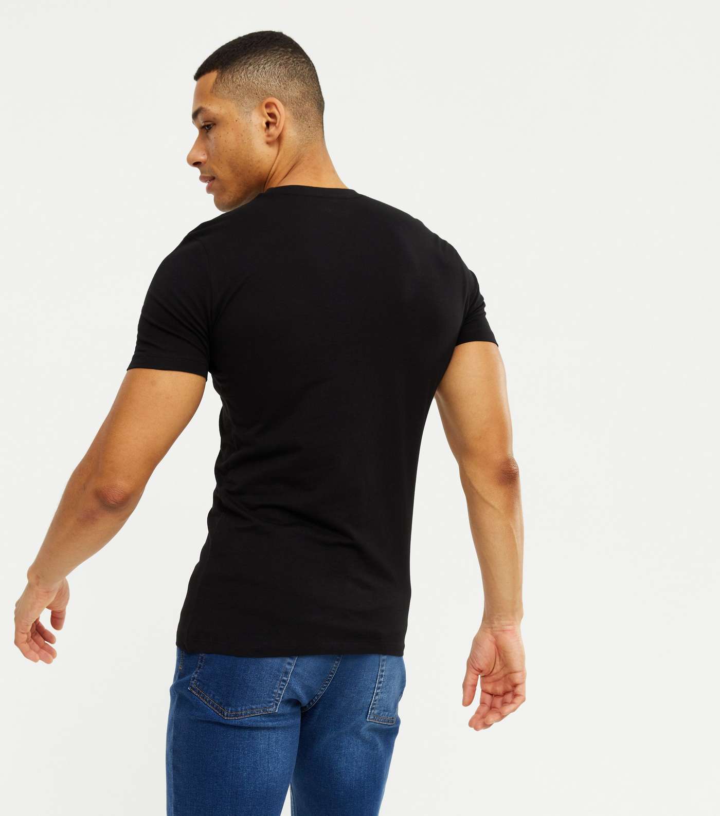 Black Muscle Fit Cotton T-Shirt Image 4