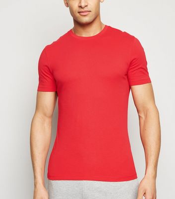 red muscle fit t shirt