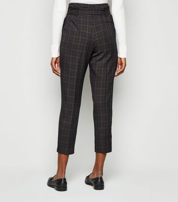 womens high waisted checked trousers