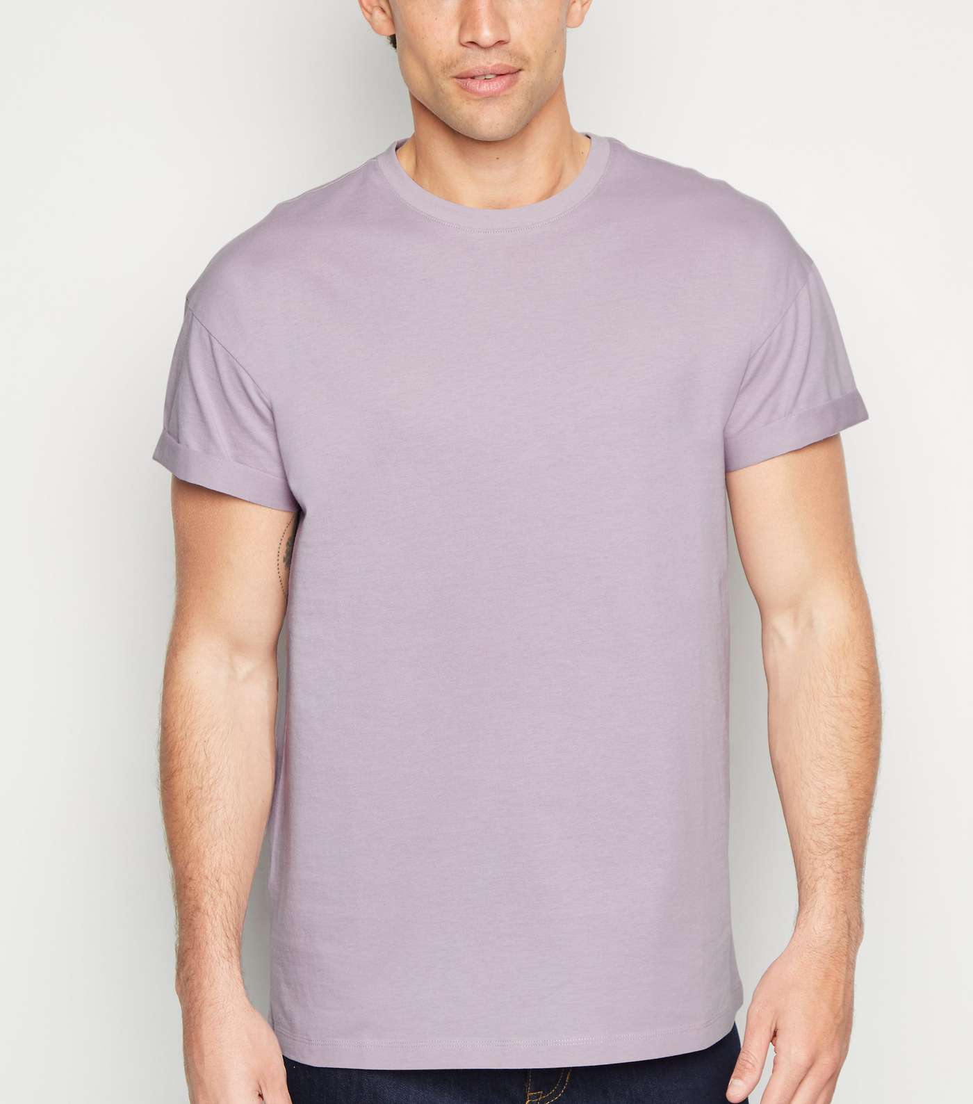 Lilac Cotton Short Roll Sleeve T-Shirt