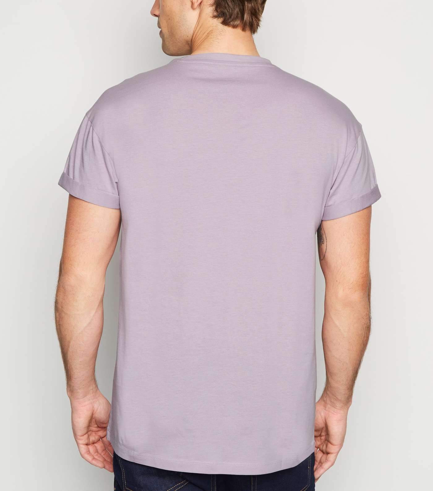 Lilac Cotton Short Roll Sleeve T-Shirt Image 3