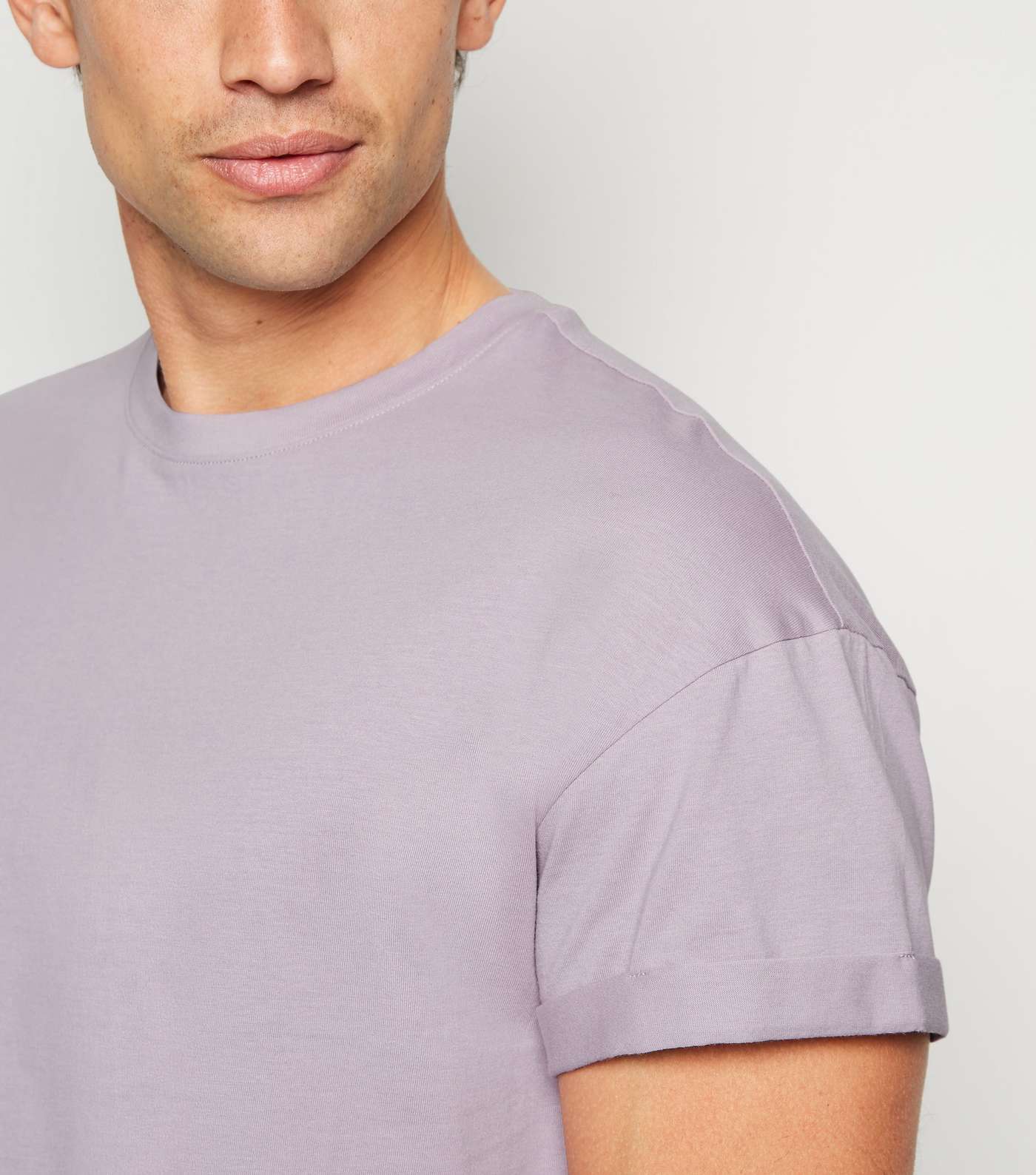 Lilac Cotton Short Roll Sleeve T-Shirt Image 5