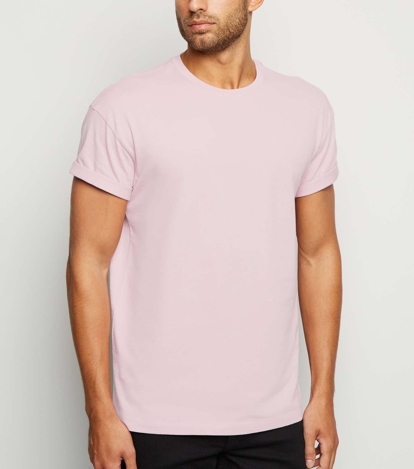 Pink Cotton Short Roll Sleeve T-Shirt