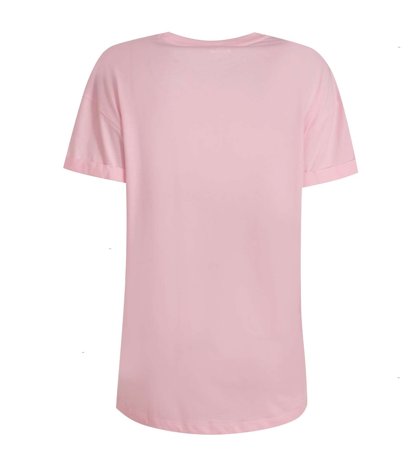 Pink Cotton Short Roll Sleeve T-Shirt Image 2