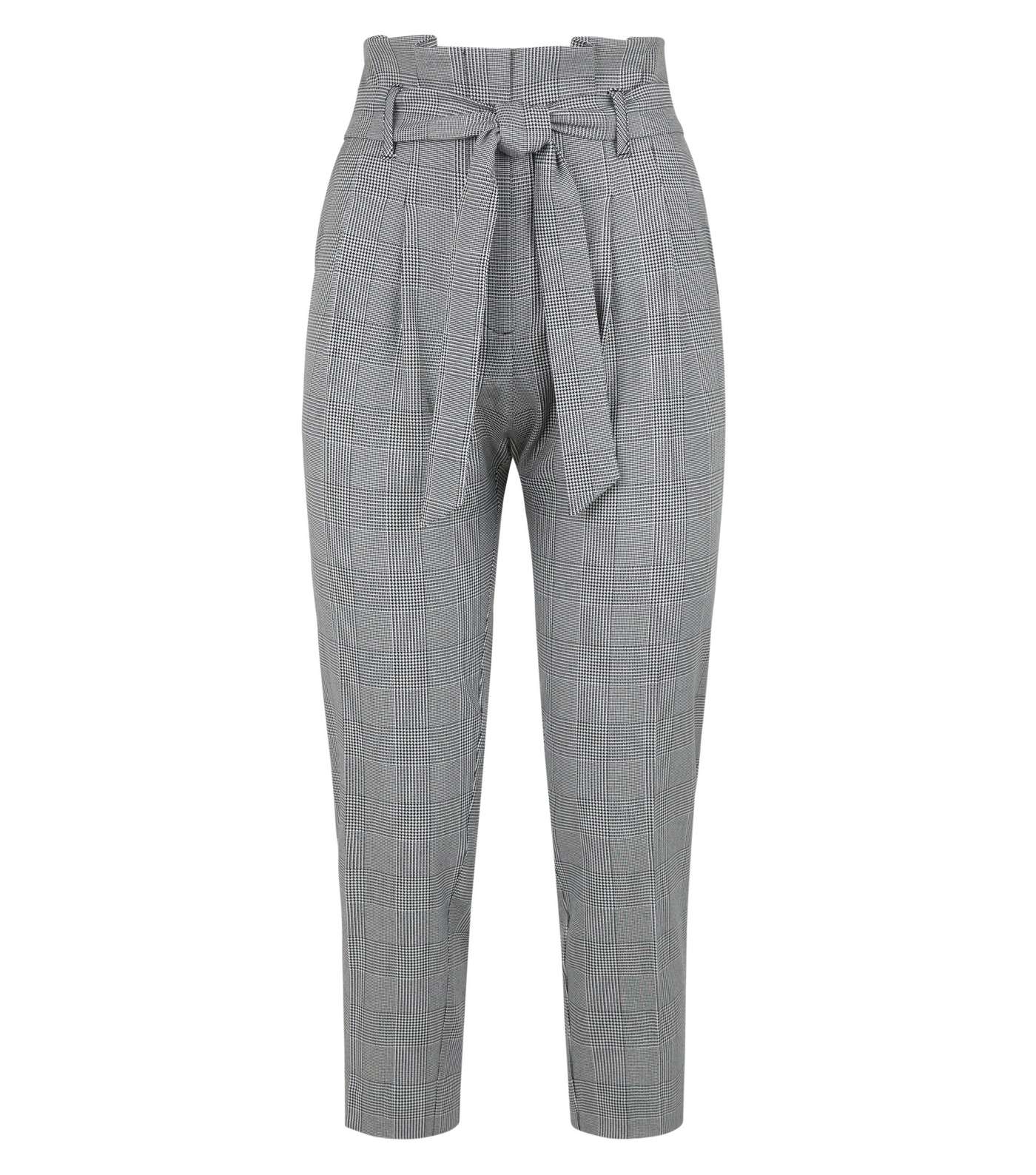 Petite Light Grey Check Trousers Image 4