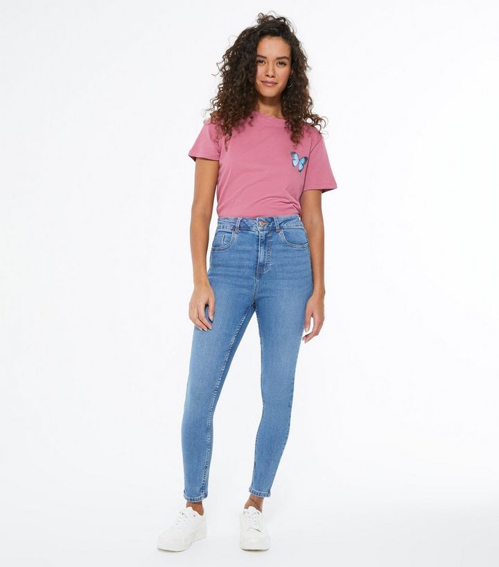 Petite Blue & Shape' Jenna Skinny Jeans New Look