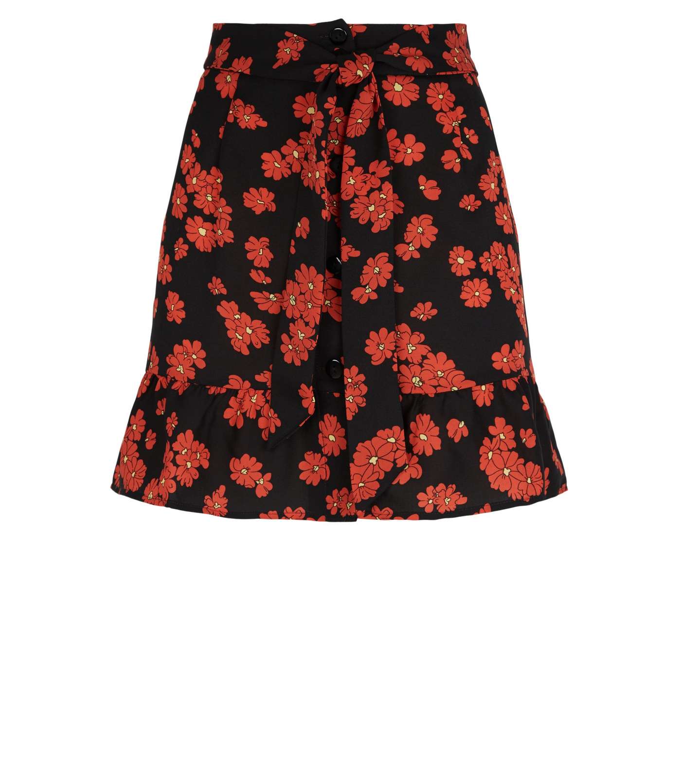 Urban Bliss Black Floral Frill Mini Skirt Image 4