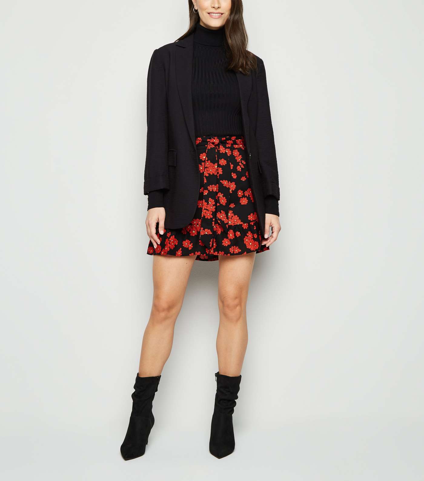 Urban Bliss Black Floral Frill Mini Skirt Image 2