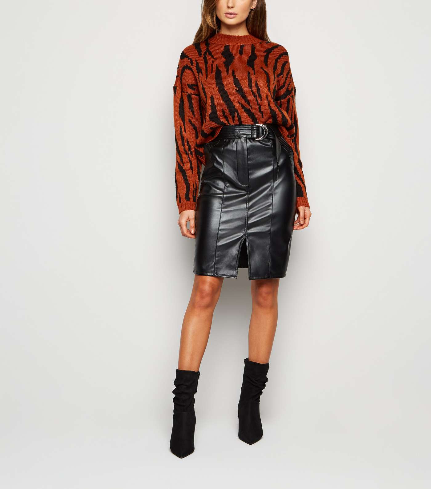 Urban Bliss Black Leather-Look Midi Skirt