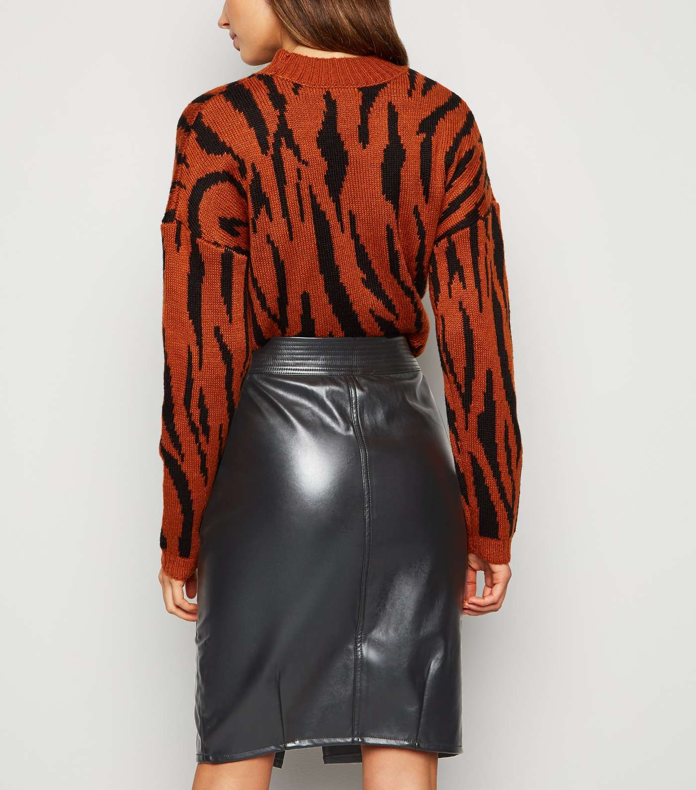 Urban Bliss Black Leather-Look Midi Skirt Image 3