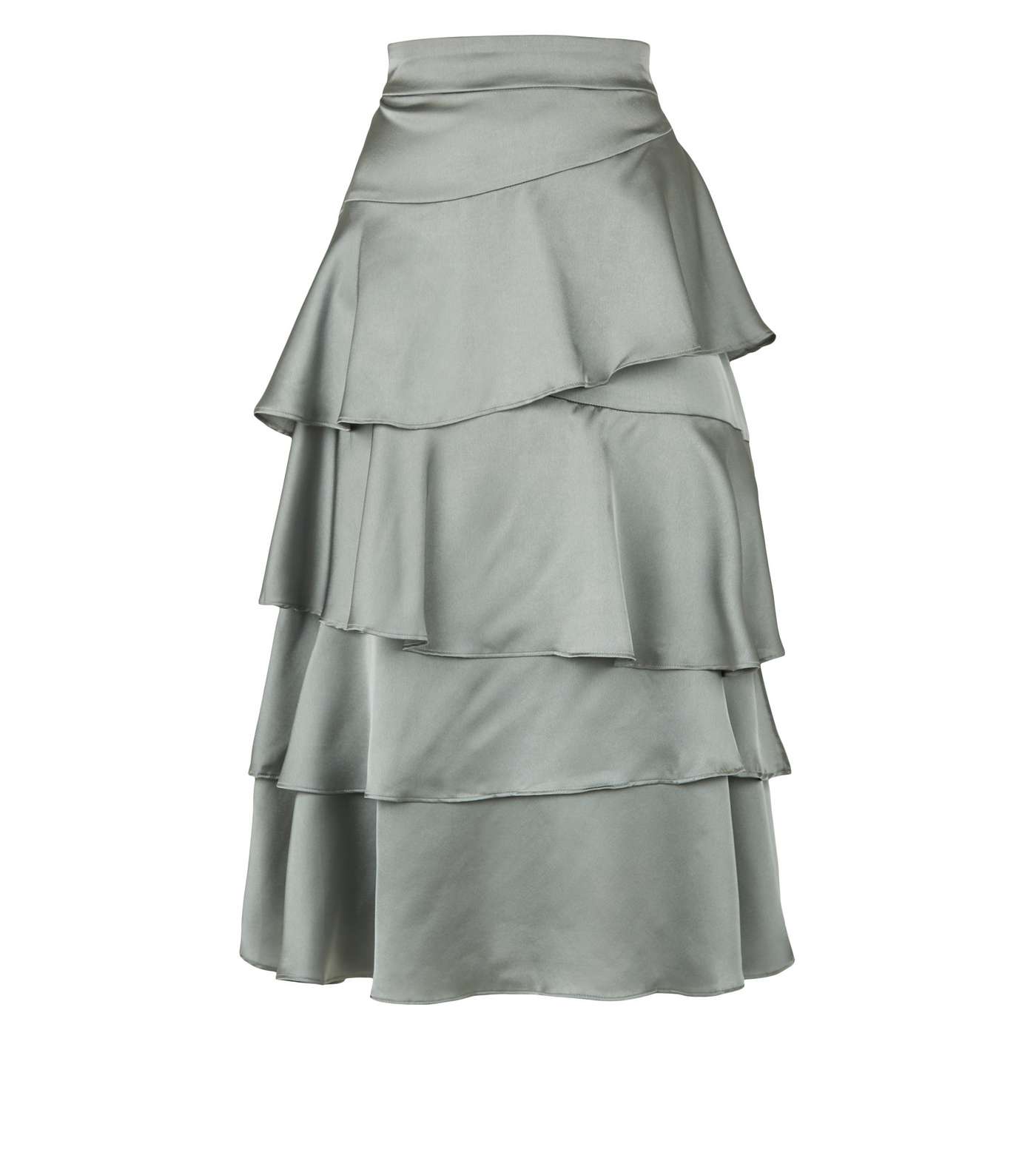 Urban Bliss Olive Satin Ruffle Skirt Image 4